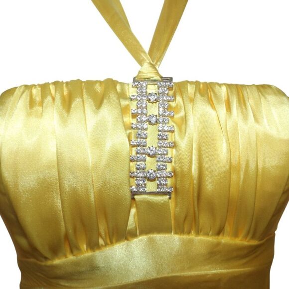 GUNNE SAX/JESSICA MCCLINTOCK Gown, 1, Yellow, Strappy, Bejeweled Centerpiece - Picture 11 of 15